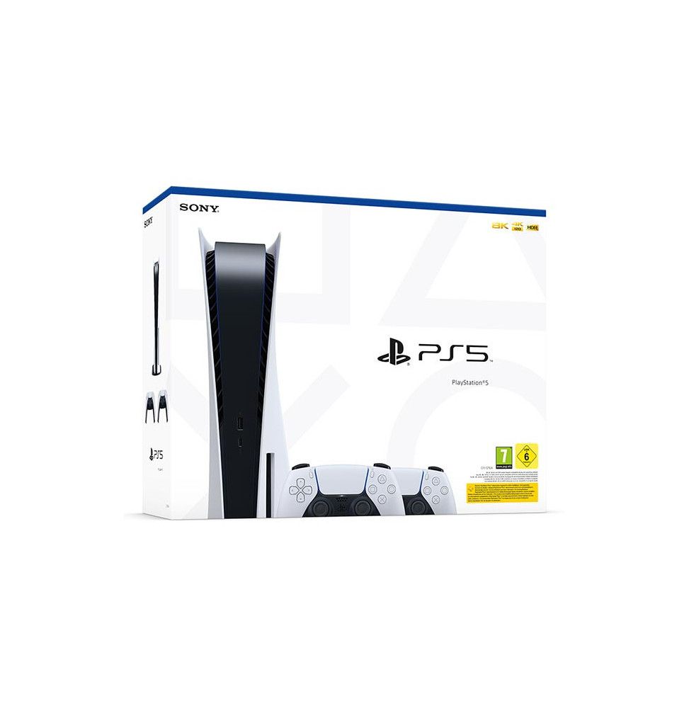 Playstation 5 C Chassis Disco - 2 Controller DualSense White - PS5 Edizione Italiana
