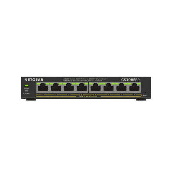 NETGEAR Plus Switch 8-port 10/100/1000 GS308EPP-100PES