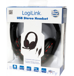 LogiLink Headset Stereo with microphone USB black/red HS0033