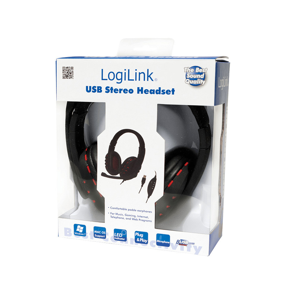 LogiLink Headset Stereo with microphone USB black/red HS0033