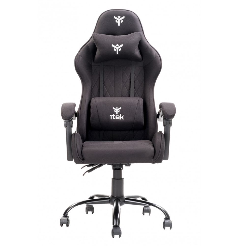 itek Gaming Chair RHOMBUS FF10 - Tessuto, Doppio Cuscino,  Schienale Reclinabile, Nero Nero