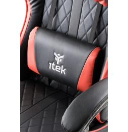 itek Gaming Chair RHOMBUS PF10 - PVC,  Doppio Cuscino, Schienale  Reclinabile, Nero Rosso