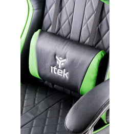 itek Gaming Chair RHOMBUS PF10 - PVC,  Doppio Cuscino, Schienale  Reclinabile, Nero Verde