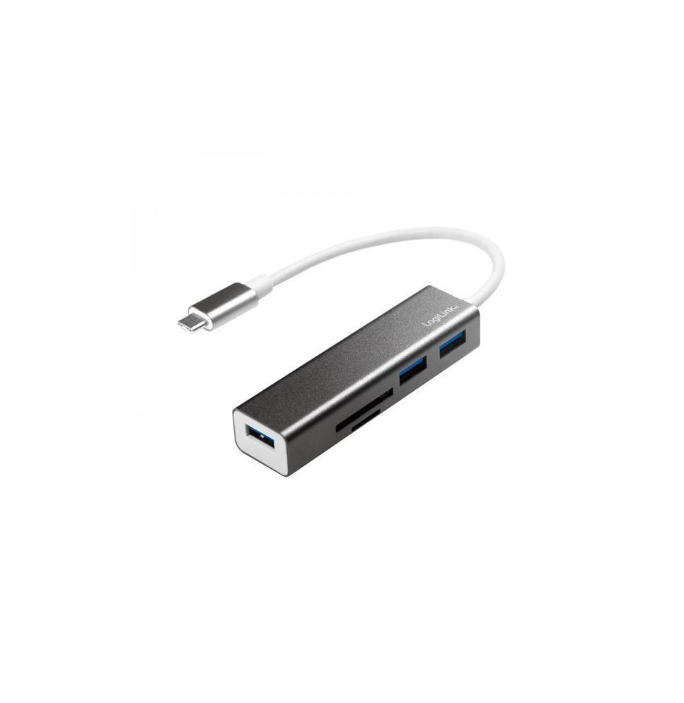 LogiLink USB 3.2 Gen 1x1 USB-C 3-Port Hub, mit Kartenleser UA0305