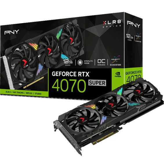 VGA PNY GeForce® RTX 4070 SUPER 12GB XLR8 Gaming Verto Triple Fan OC