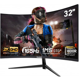 Monitor PC Gaming 32 pollici 2K WQHD (2560×1440) curvo 165 Hz 1m, 100% sRGB, grandangolo 178°, HDMI DisplayPort