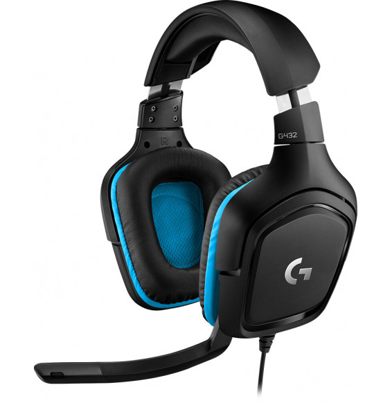 Logitech G432 Cuffie Gaming Cablate, Audio Surround 7.1, DTS: x 2.0, Driver 50 mm, ‎Jack USB 3.5 mm, Microfono Flip-to-Mute