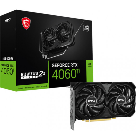 VGA MSI GeForce® RTX 4060 TI 8GB Ventus 2X BLACK E1 OC