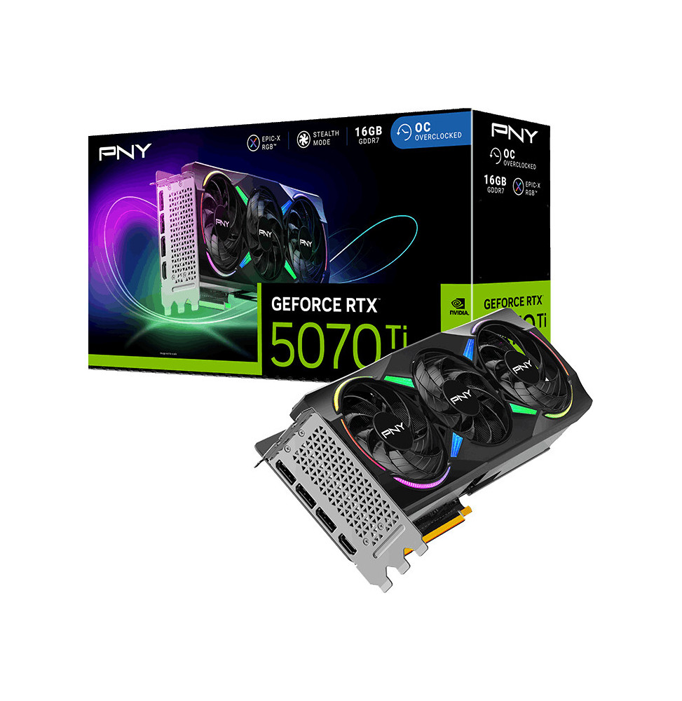 VGA PNY GeForce® RTX™ 5070TI 16GB ARGB Gaming Overclocked Triple Fan PLUS