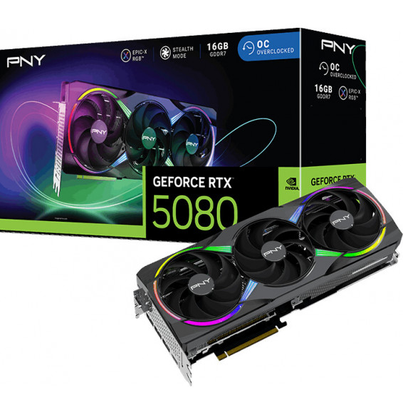 VGA PNY GeForce® RTX™ 5080 16GB ARGB Gaming Overclocked Triple Fan