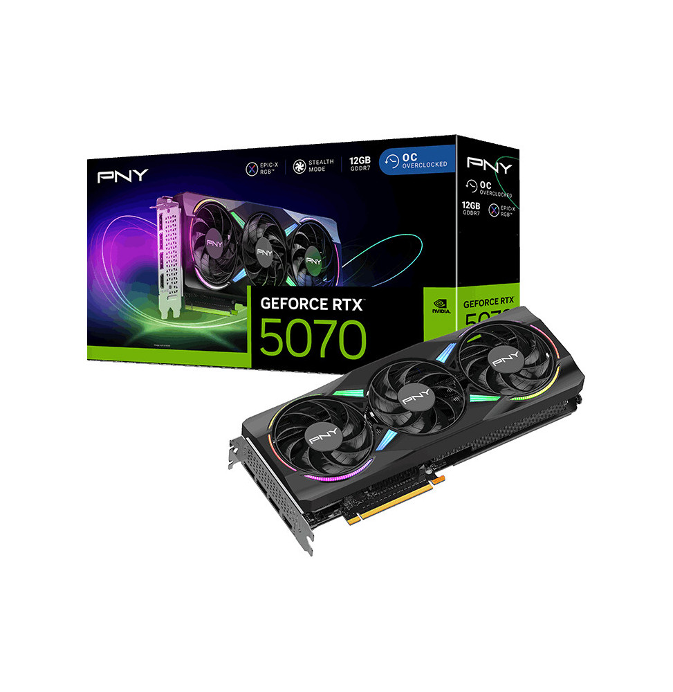 VGA PNY GeForce® RTX™ 5070 12GB ARGB Gaming Overclocked Triple Fan