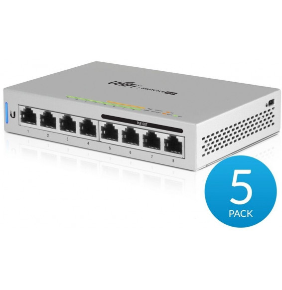 UbiQuiti UniFi Switch 8-port 10/100/1000 US-8-60W-5 (Packung mit 5)