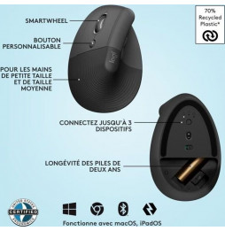 Mouse Logitech Lift Left Wireless Graphite (910-006474)