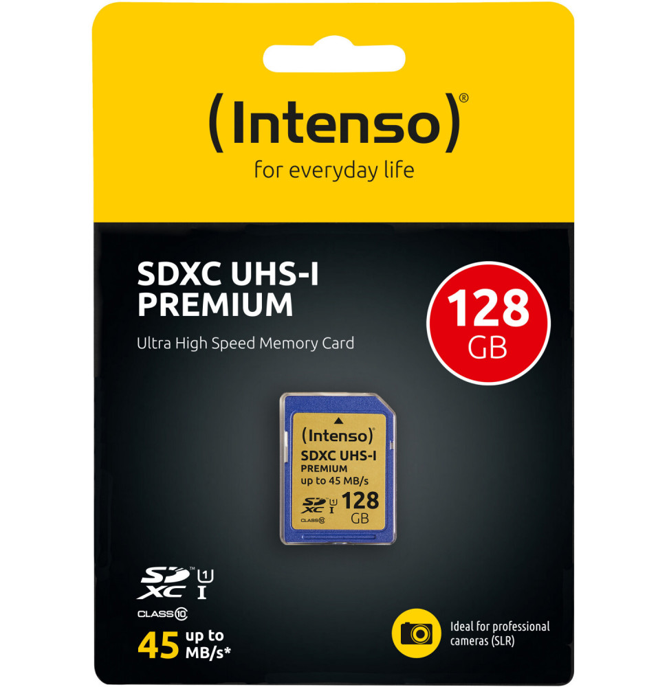 SD Card SDHC UHS-I 128GB Intenso Premium 1 Adapter Class 10 3421491