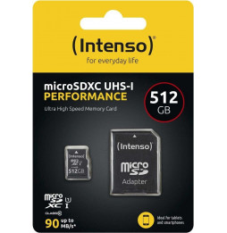 Micro SDHC/SD 512GB Intenso Performance 1 Adapter Class 10  3424493