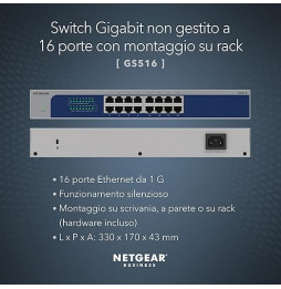 NETGEAR Switch 16-port 10/100/1000 GS516-300EUS