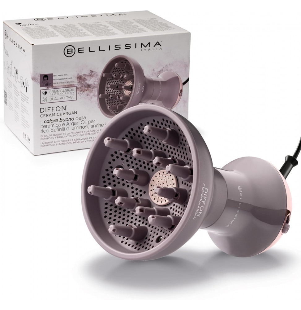Imetec Diffon Ceramic & Argan: Diffusore per Capelli Ricci Con Olio Di Argan
