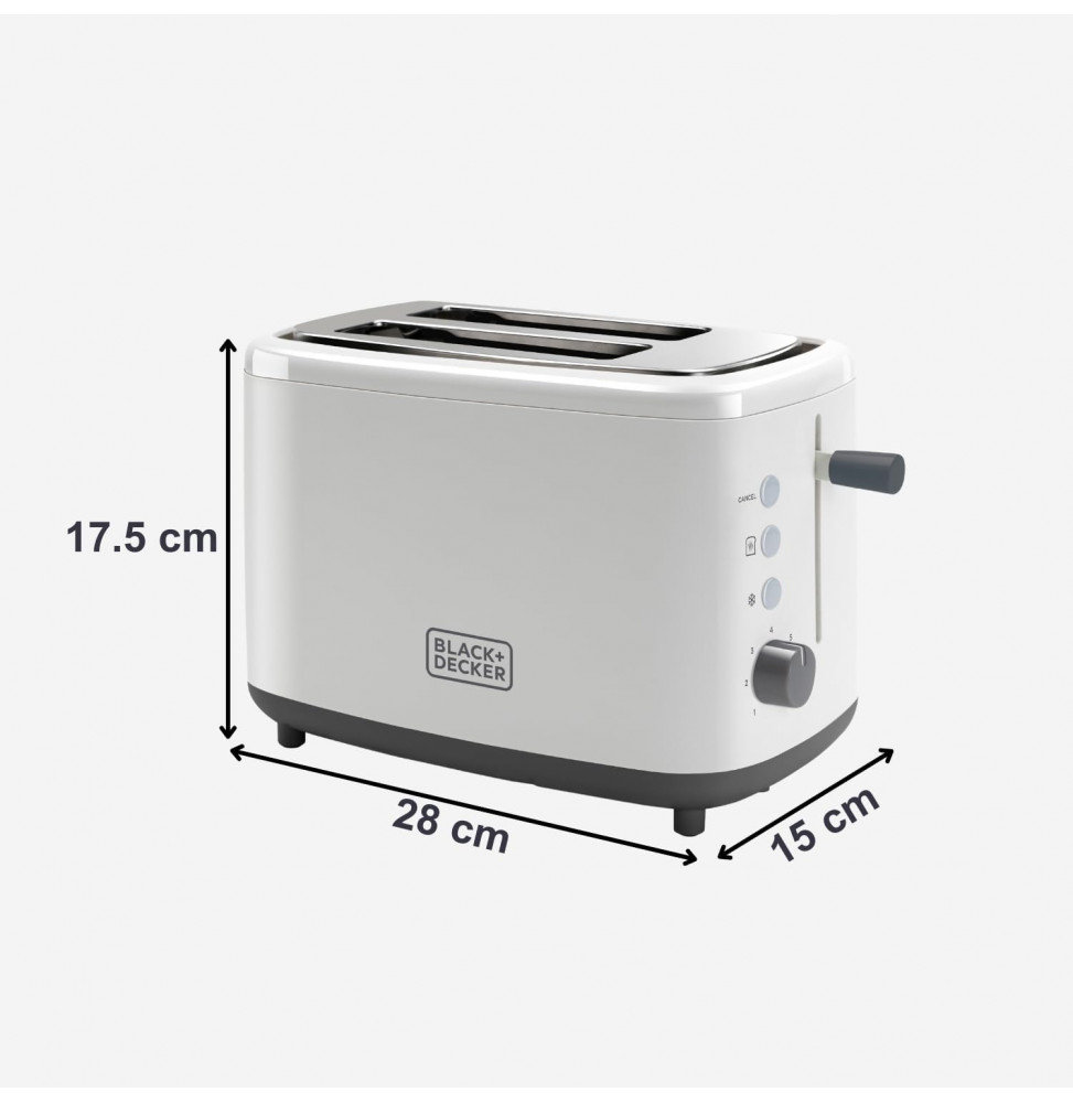 BLACK+DECKER BXTO820E - Tostapane 820W. 2 slot larghi. 7 livelli di tostatura.