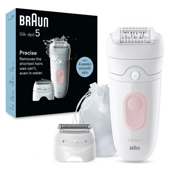Braun Silk-épil 5 5-030, Epilatore Elettrico Donna, Per Una Epilazione Semplice, Bianco/Rosa