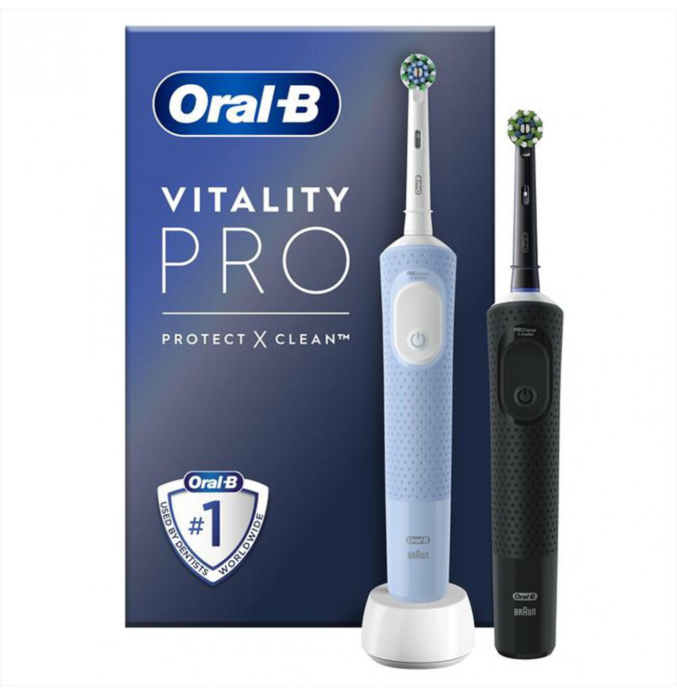 ORAL-B - Spazzolino elettrico PW VITALITY PRO DUO HBOX-Blu, Nero
