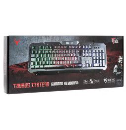 Tastiera PC ITEK Gaming TAURUS T21B - Retroilluminata arcobaleno, multimediale con anti-ghosting - cover in metallo nero