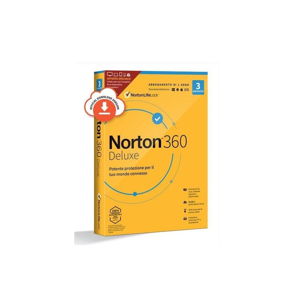 PC/MAC  NORTON 360 Deluxe BOX - Software Antivirus - Versione Italiana