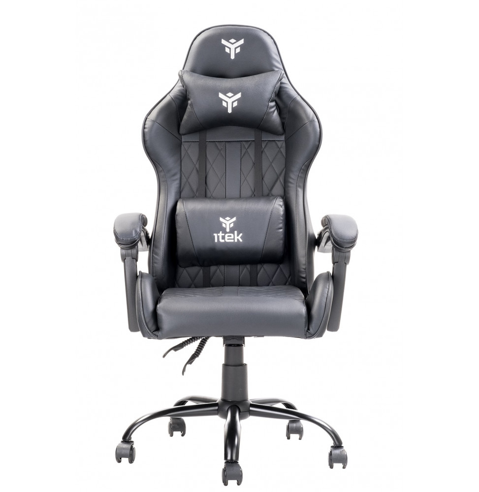 itek Gaming Chair RHOMBUS PF10 - PVC,  Doppio Cuscino, Schienale  Reclinabile, Nero Nero